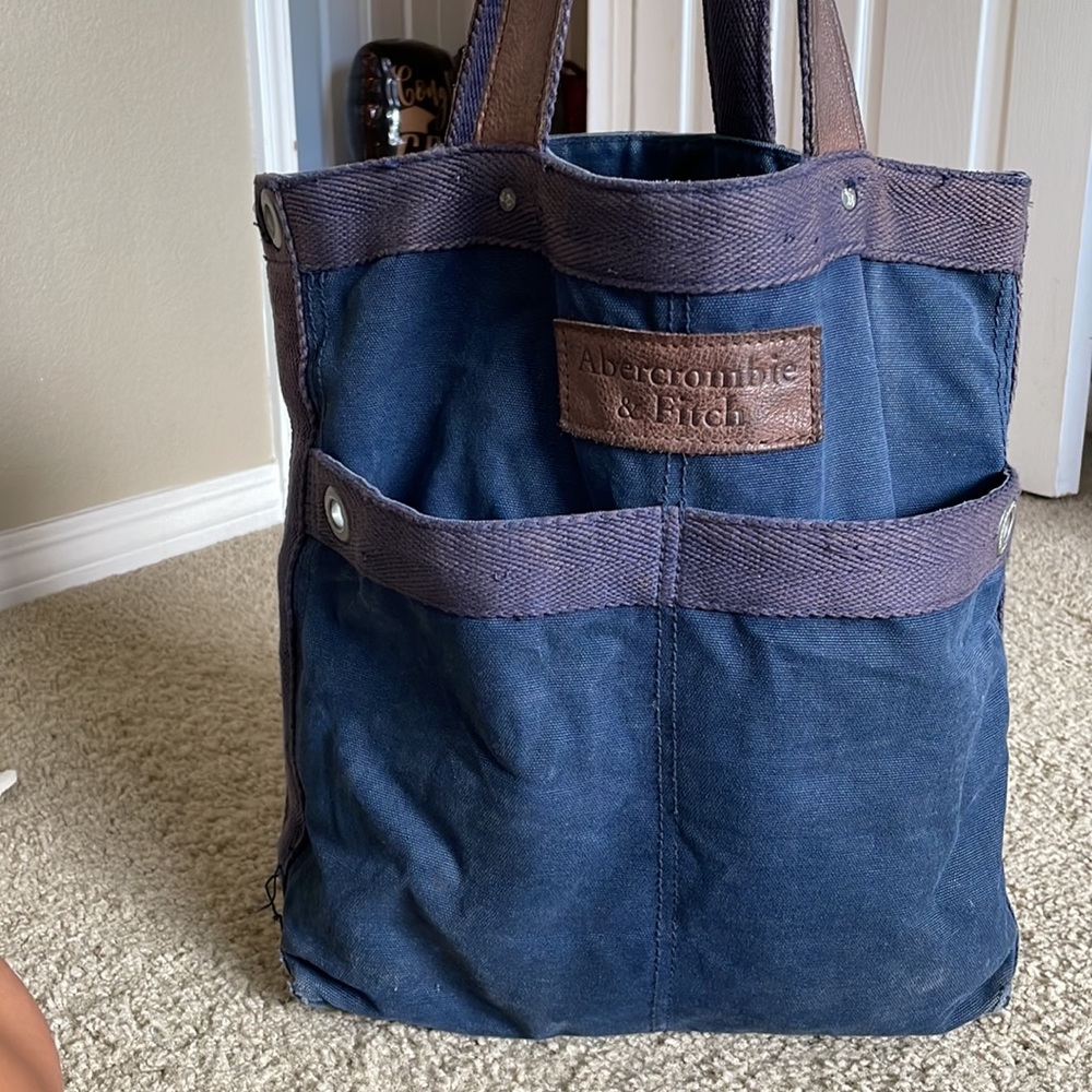 Abercrombie & Fitch Distressed Navy Tote